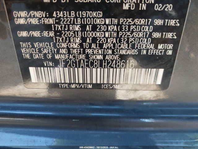 2020 SUBARU CROSSTREK JF2GTAEC8LH248616 Photo 8