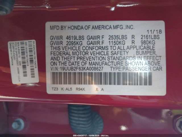 2019 ACURA TLX 19UUB2F63KA008627 Photo 8