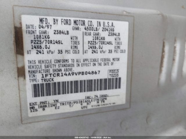 1997 FORD RANGER 1FTCR14A9VPB04867 Photo 8