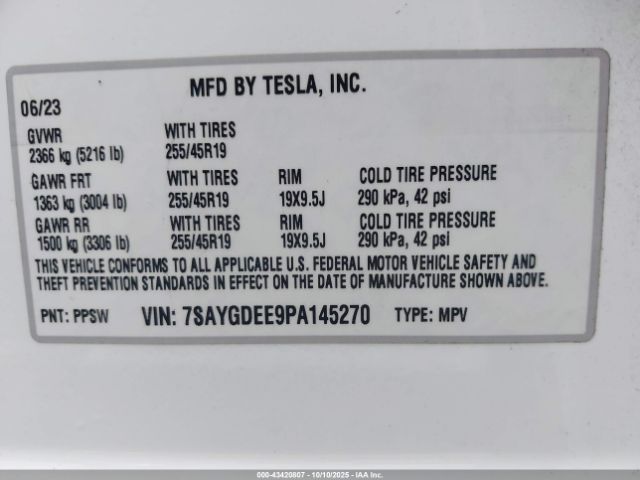 2023 TESLA MODEL Y 7SAYGDEE9PA145270 Photo 8
