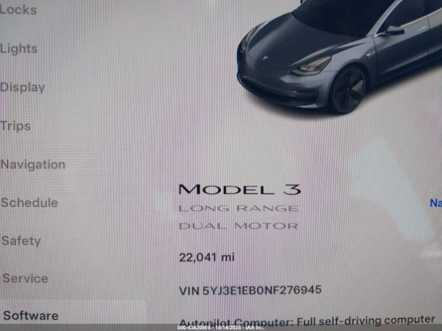 2022 TESLA MODEL 3 5YJ3E1EB0NF276945 Photo 6