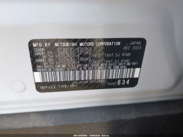 2024 MITSUBISHI OUTLANDER JA4J4UA87RZ038932 Photo 8