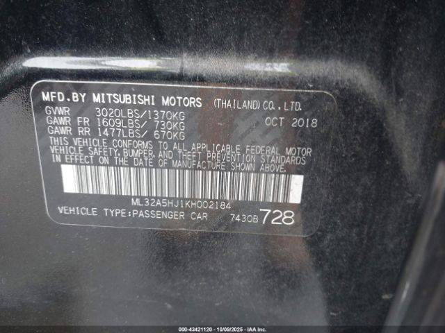 2019 MITSUBISHI MIRAGE ML32A5HJ1KH002184 Photo 8
