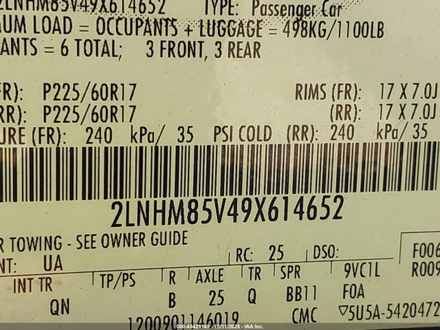 2009 LINCOLN TOWN CAR 2LNHM85V49X614652 Photo 8