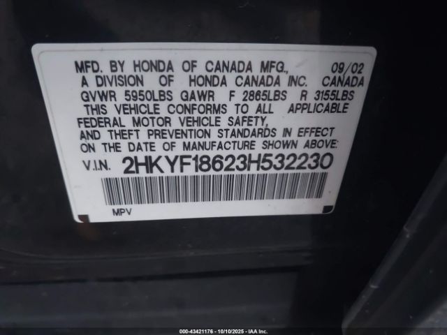 2003 HONDA PILOT 2HKYF18623H532230 Photo 8