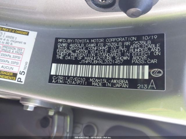 2020 LEXUS UX 250H JTHP9JBHXL2021457 Photo 8