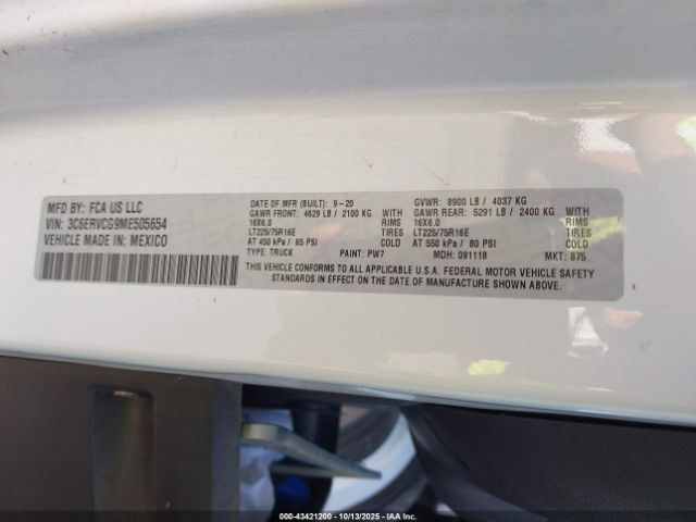 2021 RAM PROMASTER 2500 3C6ERVCG9ME505654 Photo 8