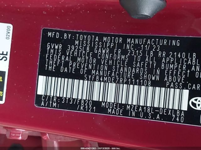 2024 TOYOTA COROLLA 5YFB4MDE7RP111108 Photo 8