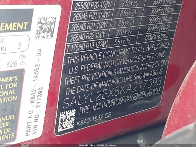 2019 LAND ROVER RANGE ROVER VELAR SALYL2EX8KA217393 Photo 8