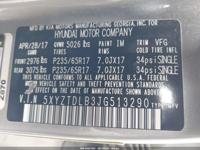 2018 HYUNDAI SANTA FE SPORT 5XYZTDLB3JG513290 Photo 8