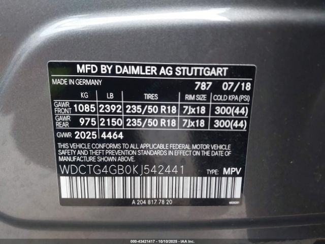 2019 MERCEDES-BENZ GLA 250 WDCTG4GB0KJ542441 Photo 8