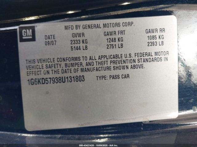 2008 CADILLAC DTS 1G6KD57938U131803 Photo 8