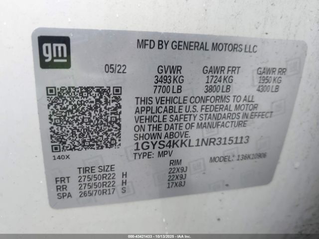 2022 CADILLAC ESCALADE ESV 1GYS4KKL1NR315113 Photo 8