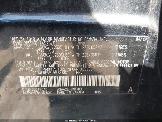 2T3WFREV5JW464867 Toyota 2ar-fe