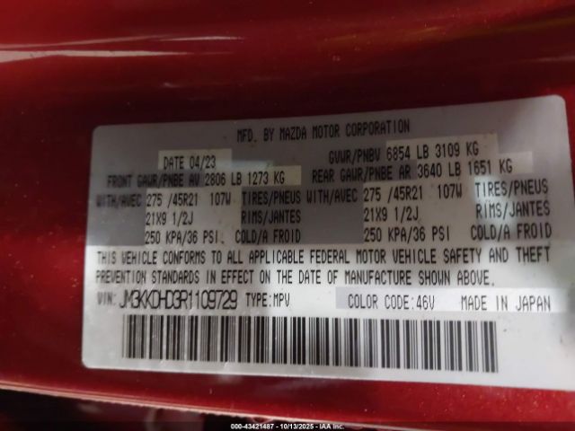 2024 MAZDA CX-90 JM3KKDHD3R1109729 Photo 8