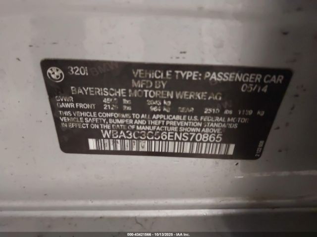 2014 BMW 320I WBA3C3G56ENS70865 Photo 8
