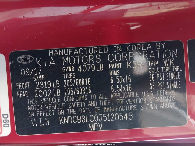 Продаж на аукціоні авто 2018 Kia Niro Fe, vin: KNDCB3LC0J5120545, номер лоту: 43421648