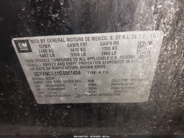 2016 CADILLAC SRX 3GYFNCE31GS561434 Photo 8