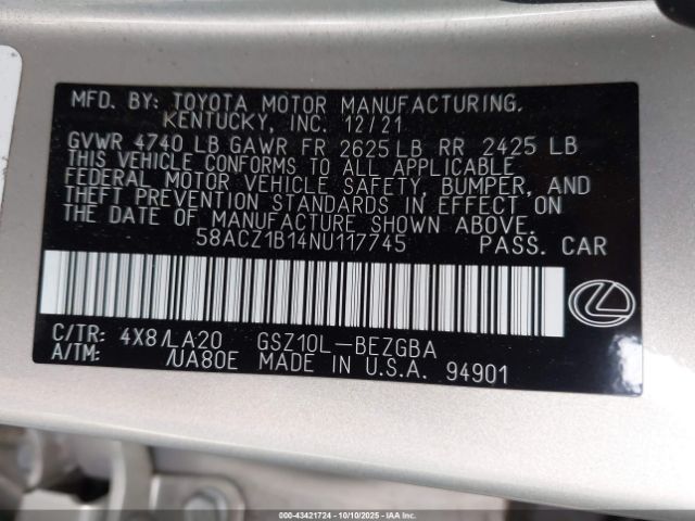 2022 LEXUS ES 350 58ACZ1B14NU117745 Photo 8