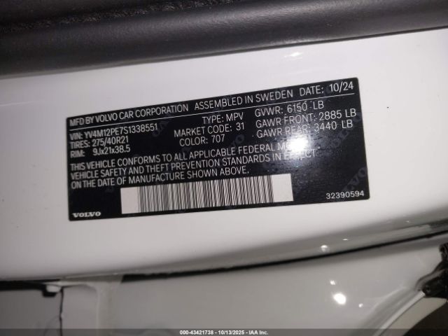 2025 VOLVO XC90 YV4M12PE7S1338551 Photo 8