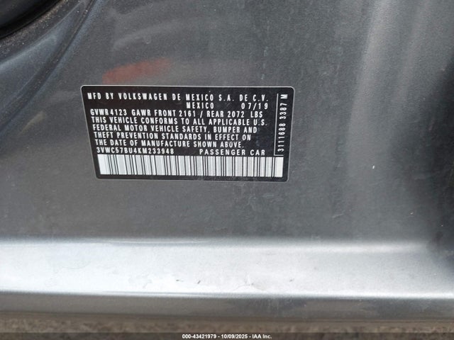 3VWC57BU4KM233948 Volkswagen Jetta 1.4t R-line/1.4t S/1.4t Se
