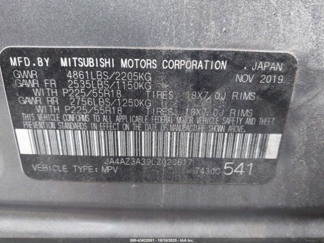 2020 MITSUBISHI OUTLANDER JA4AZ3A39LZ020617 Photo 8