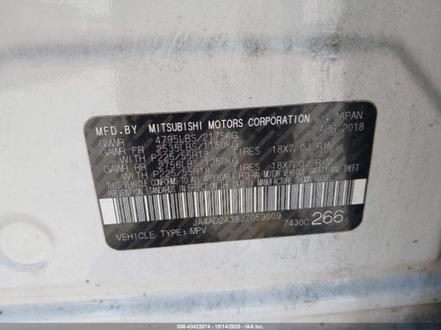 2018 MITSUBISHI OUTLANDER JA4AD2A38JZ059009 Photo 8