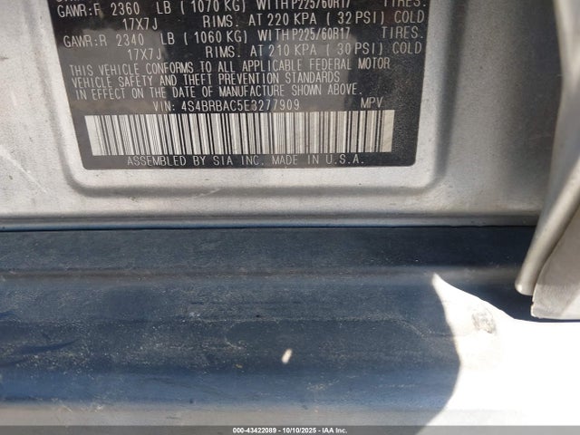 43422089 :رقم المزاد ، 4S4BRBAC5E3277909 vin ، 2014 Subaru Outback 2.5i مزاد بيع