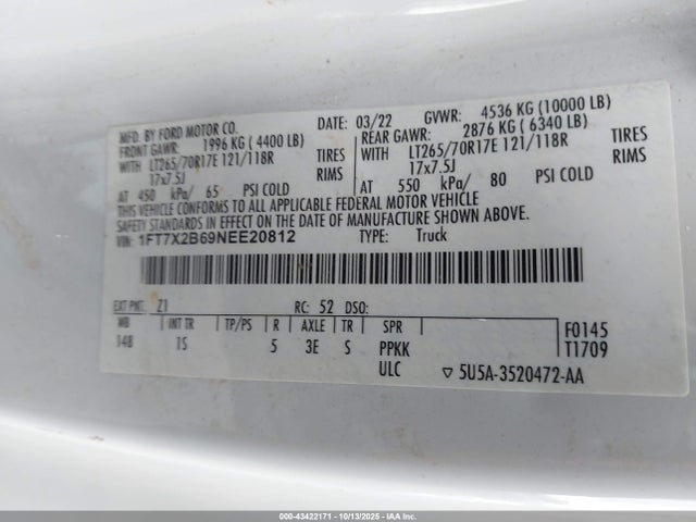 Ford F-250 2022 1FT7X2B69NEE20812 Image 9