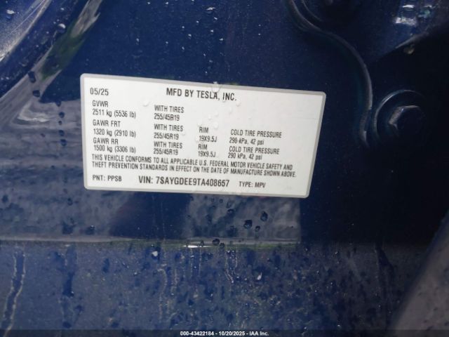 2026 TESLA MODEL Y 7SAYGDEE9TA408657 Photo 8
