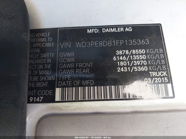 WD3PE8DB1FP135363 Mercedes-Benz Sprinter 2500 High Roof