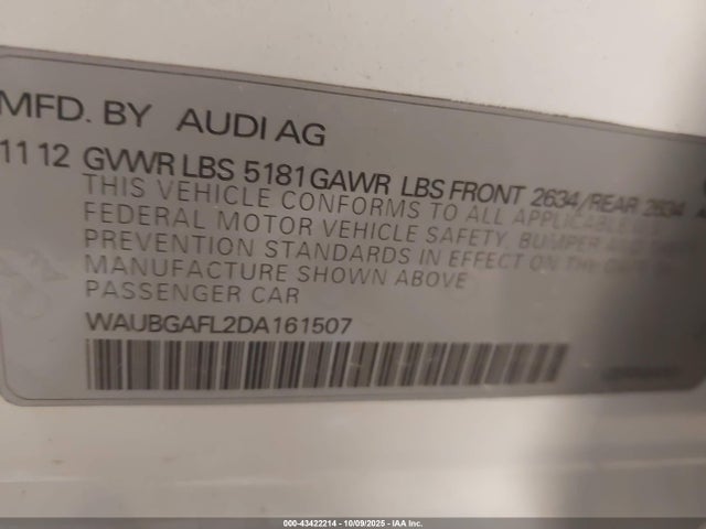 2013 AUDI S4 WAUBGAFL2DA161507 Photo 8