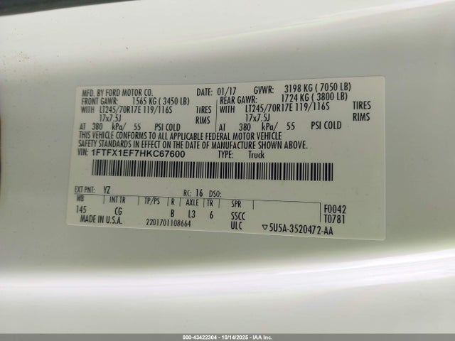 Ford 5.0l-4v 2017 1FTFX1EF7HKC67600 Image 9