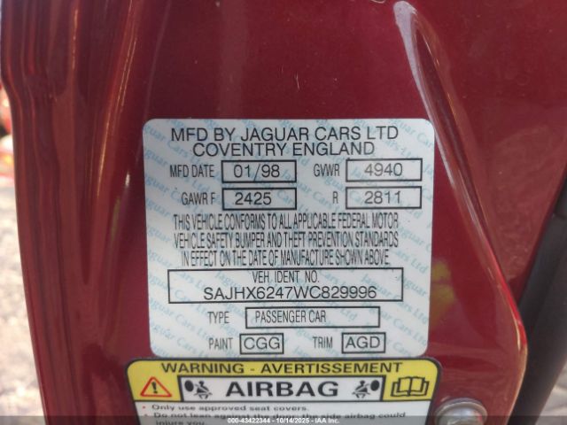 1998 JAGUAR XJ8 SAJHX6247WC829996 Photo 8