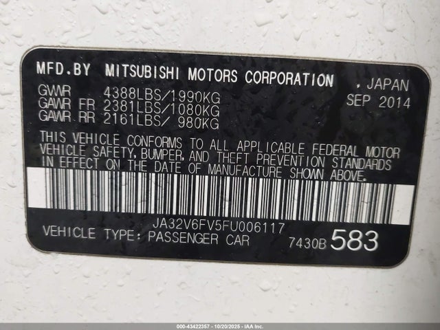 2015 MITSUBISHI LANCER JA32V6FV5FU006117 Photo 8