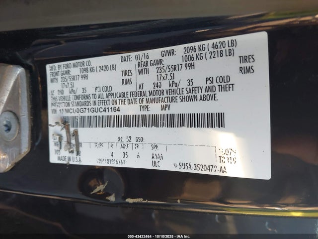 Ford 2016 2016 1FMCU0G71GUC41164 Image 9