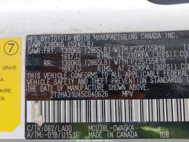 2005 LEXUS RX 330 2T2HA31U45C040626 Photo 8