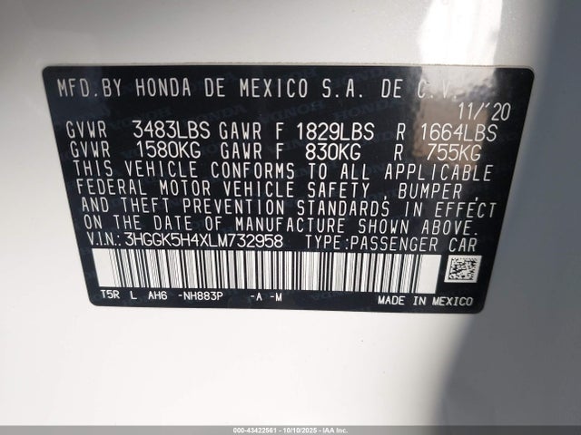 3HGGK5H4XLM732958 Honda l15b1