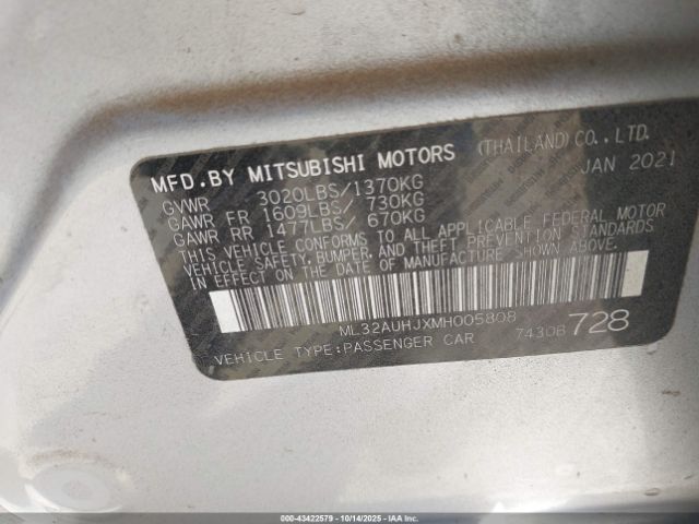 2021 MITSUBISHI MIRAGE ML32AUHJXMH005808 Photo 8
