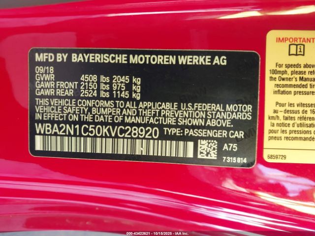 2019 BMW M240I WBA2N1C50KVC28920 Photo 8