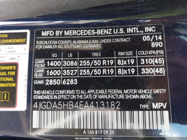 2014 MERCEDES-BENZ ML 350 4JGDA5HB4EA413182 Photo 8