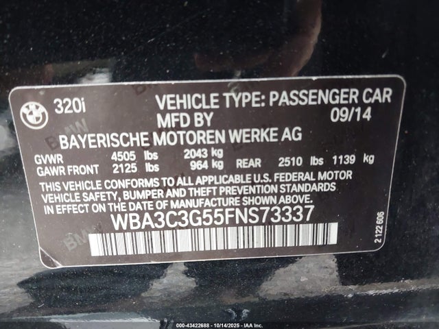 WBA3C3G55FNS73337 BMW 320i