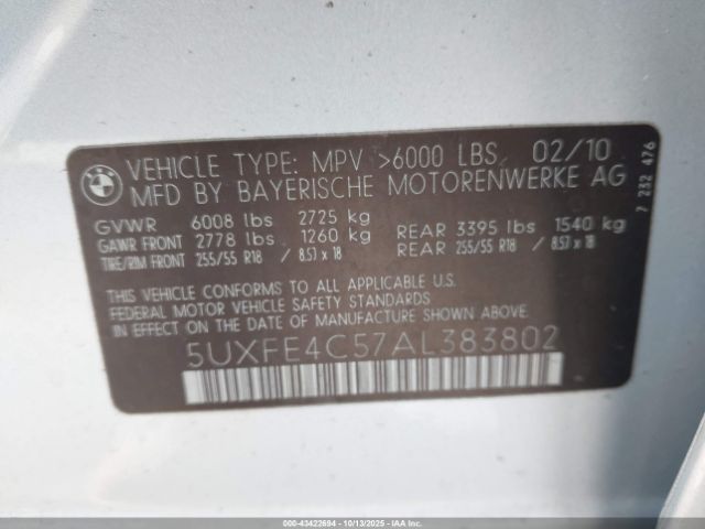 2010 BMW X5 5UXFE4C57AL383802 Photo 8