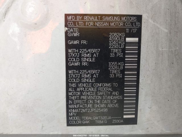 2018 NISSAN ROGUE KNMAT2MT2JP525498 Photo 8