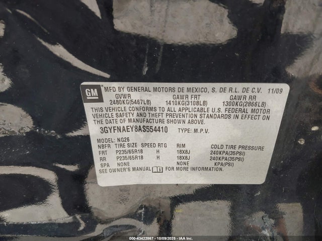 2010 CADILLAC SRX 3GYFNAEY8AS554410 Photo 8