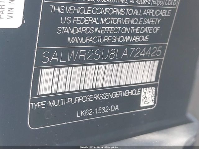 2020 LAND ROVER RANGE ROVER SPORT SALWR2SU8LA724425 Photo 8