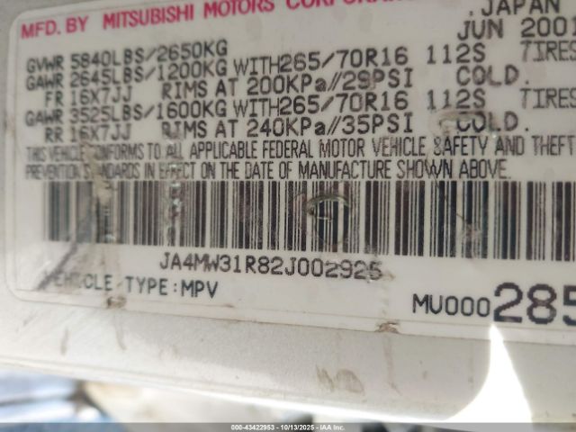 2002 MITSUBISHI MONTERO JA4MW31R82J002925 Photo 8