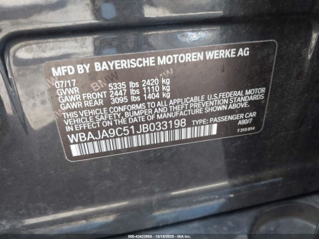 2018 BMW 530E WBAJA9C51JB033198 Photo 8