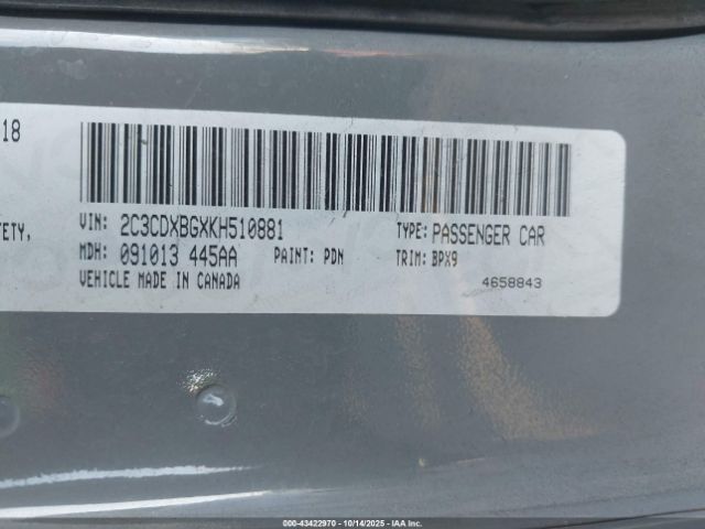 2019 DODGE CHARGER 2C3CDXBGXKH510881 Photo 8