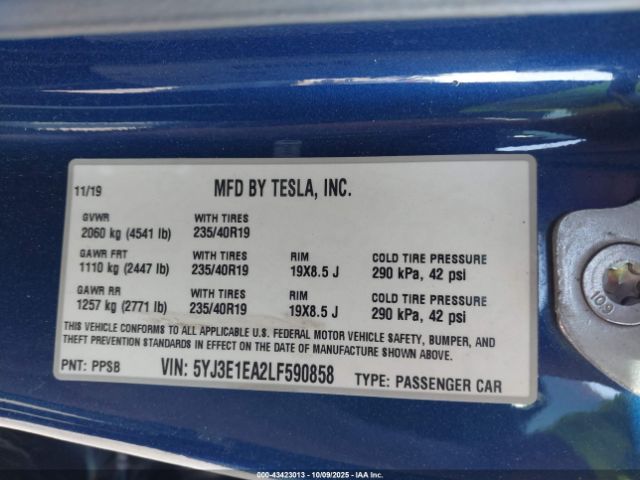 2020 TESLA MODEL 3 5YJ3E1EA2LF590858 Photo 8